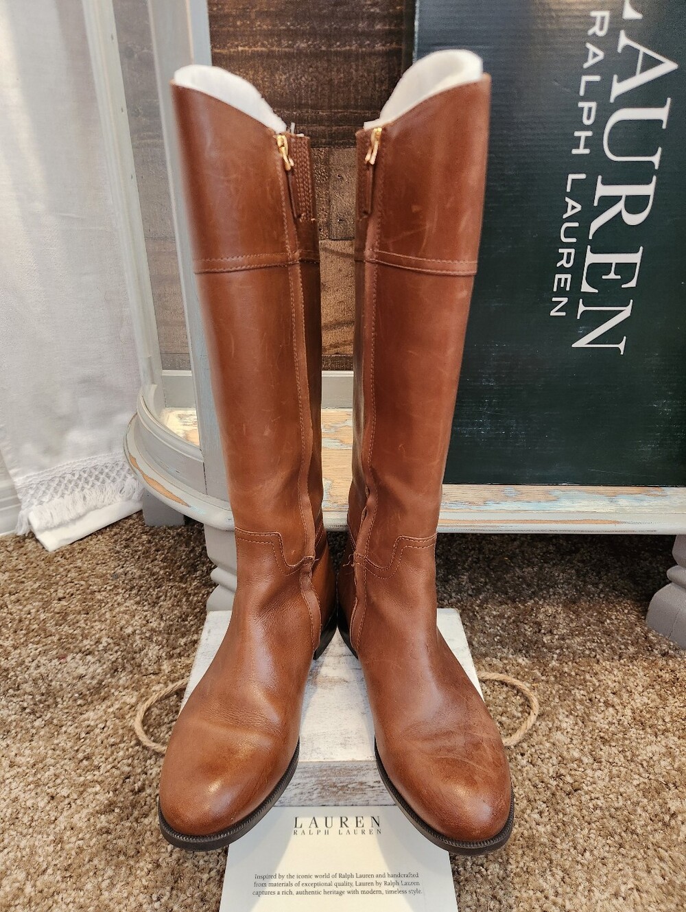 Lauren Ralph Lauren Women's Brown Leather Riding Boots - Picture 6 of 10